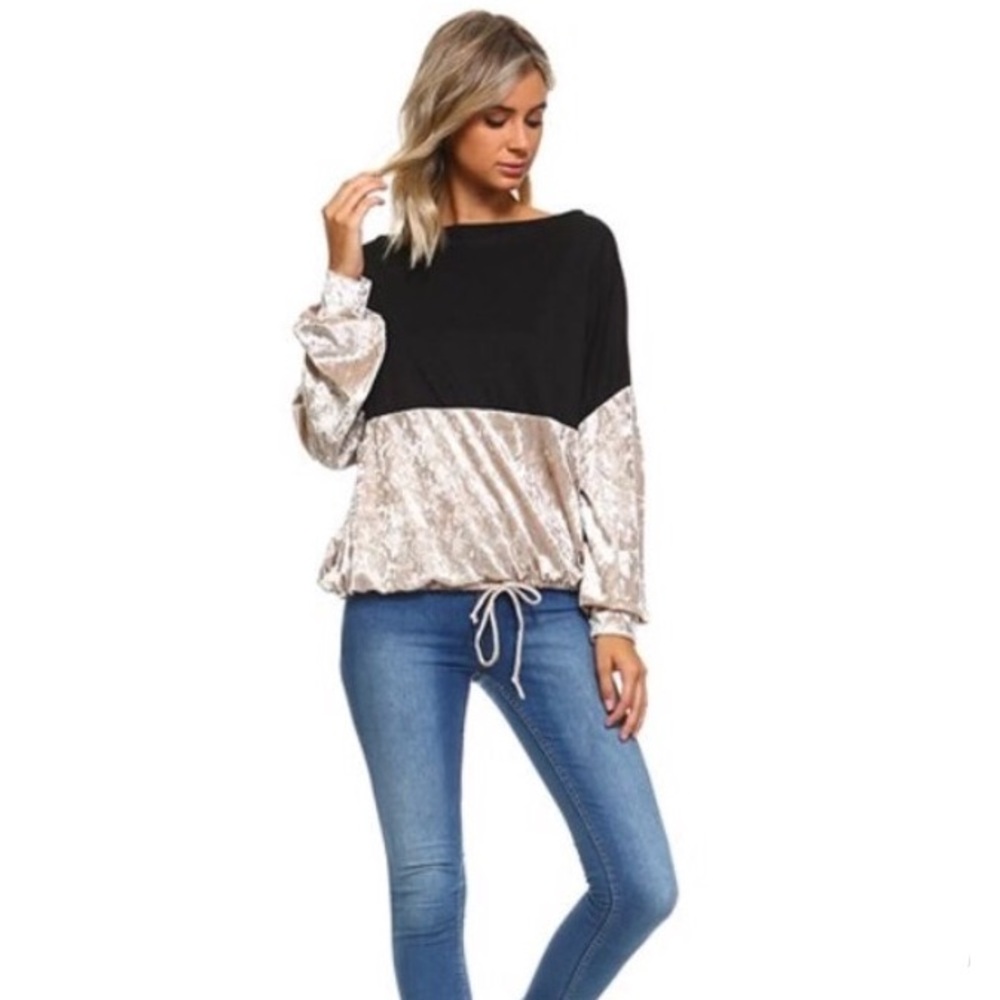 Arrived! Black/taupe color block top - Picture 4 of 5